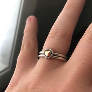 Pandora double stack heart ring SZ7